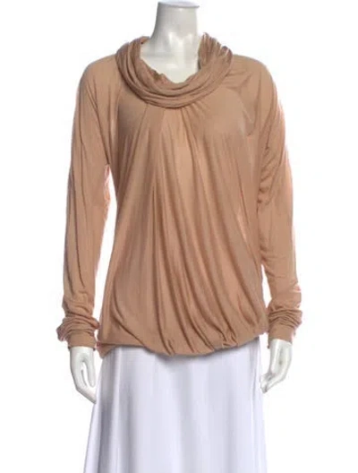 Pre-owned Bottega Veneta Cowl Neck Long Sleeve Blouse In Neutrals