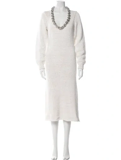 Pre-owned Bottega Veneta Cowl Neck Midi Length Dress In Neutral