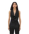Bottega Veneta Top Drappeggiato In Viscosa Fluida In Black