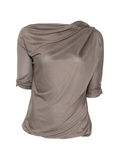 Pre-owned Bottega Veneta Cowl-neck Long-sleeve Top In Brown