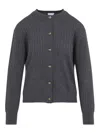 Bottega Veneta Ribbed Knit Sweater With Button-down Front In Gray