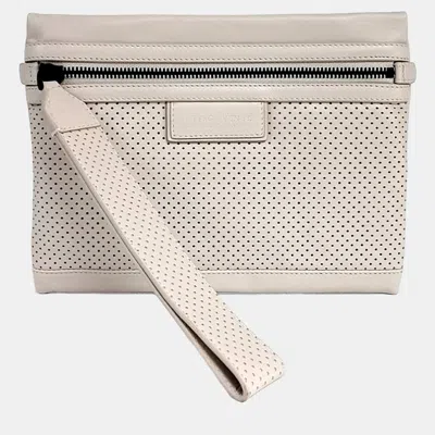 Pre-owned Bottega Veneta Cream Leather Clutch In White
