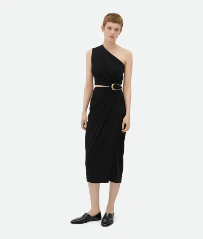 Bottega Veneta Crepe-effect Viscose Jersey Dress In Black