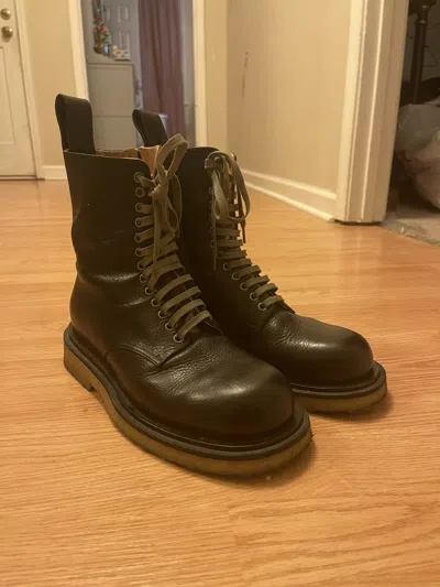 Pre-owned Bottega Veneta Crepe Sole Lug Boots In Black