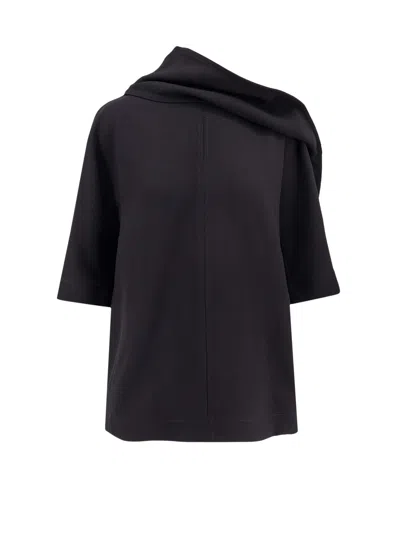 Bottega Veneta Crepe Top In Black