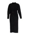 Bottega Veneta Womens Black Draped Long-sleeves Woven Midi Dress In Black