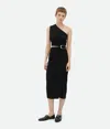 Bottega Veneta One-shoulder Cutout Gathered Embellished Crepe-jersey Midi Dress In Black