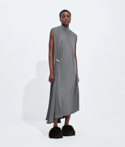Bottega Veneta Crepe Viscose Jersey Dress In Harbor Grey