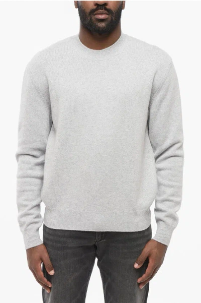 Bottega Veneta Crew Neck Cashmere Blend Sweater With Leather Patches