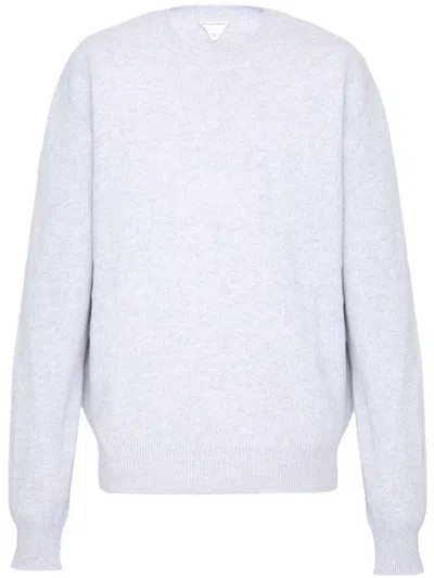 Bottega Veneta Crew-neck Cashmere Sweater With Elbow Patches For Men In Grey