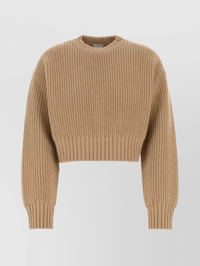 BOTTEGA VENETA CREW NECK CROPPED WOOL BLEND SWEATER