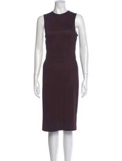 Pre-owned Bottega Veneta Crew Neck Midi Length Dress In Burgundy