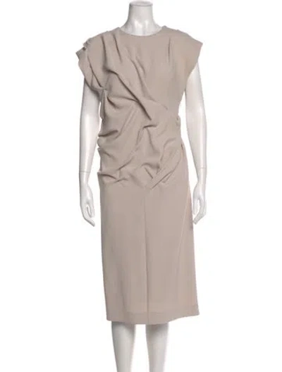 Pre-owned Bottega Veneta Crew Neck Midi Length Dress In Pink