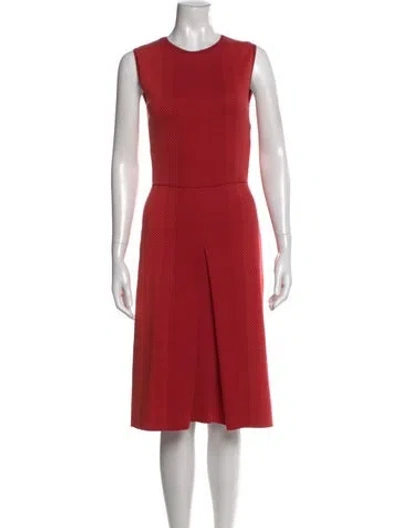 Pre-owned Bottega Veneta Crew Neck Midi Length Dress In Red