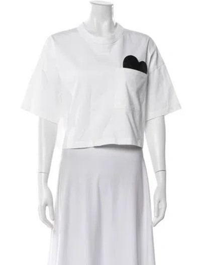 Pre-owned Bottega Veneta Crew Neck Short Sleeve Crop Top In White