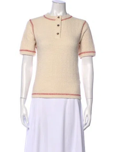 Pre-owned Bottega Veneta Crew Neck Short Sleeve Polo In Neutrals