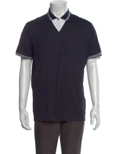 Pre-owned Bottega Veneta Crew Neck Short Sleeve Polo Shirt In Blue