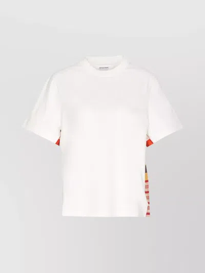 Bottega Veneta Crew Neck T-shirt With Checked Side Panels In White