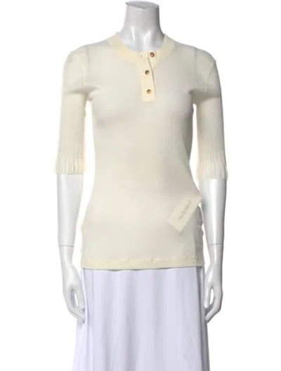 Pre-owned Bottega Veneta Crew Neck Three-quarter Sleeve Polo In Neutral