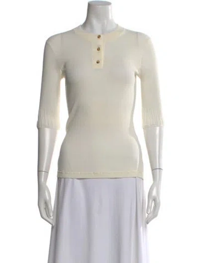 Pre-owned Bottega Veneta Crew Neck Three-quarter Sleeve Top In Neutral