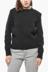 Bottega Veneta Crew Neck Wool Blend Pullover In Black