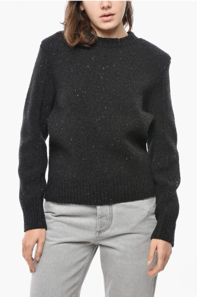 Bottega Veneta Crew Neck Wool Blend Pullover In Black