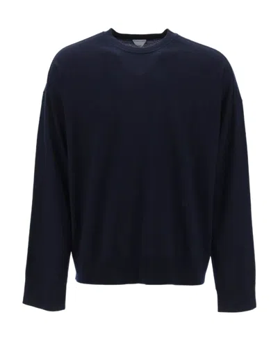 Bottega Veneta Crew-neck Wool Jumper In Blue