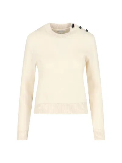 Bottega Veneta Crew-neck Wool Sweater In Beige
