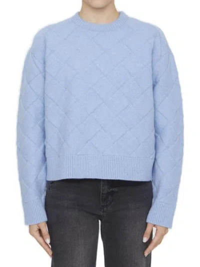 Bottega Veneta Crew-neck Wool Sweater In Blue