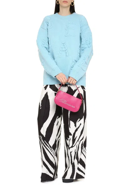 Bottega Veneta Crew-neck Wool Sweater In Blue