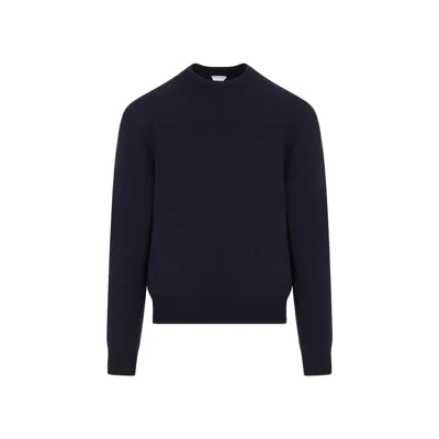 Bottega Veneta Crew-neck Cashmere Sweater With Elbow Patches In Blue