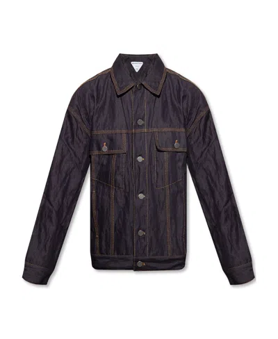 Bottega Veneta Crinkled Denim Jacket In Black