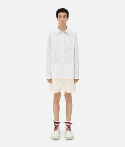 Bottega Veneta Crisp Cotton Silk Check Bandana Shirt In White