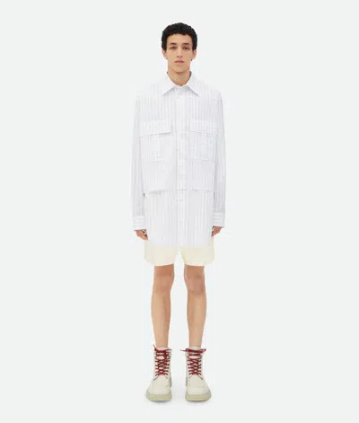 Bottega Veneta Crisp Cotton Silk Double Layer Shirt In White