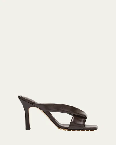 Bottega Veneta Criss Cross Padded Leather Slide Sandals In Brown
