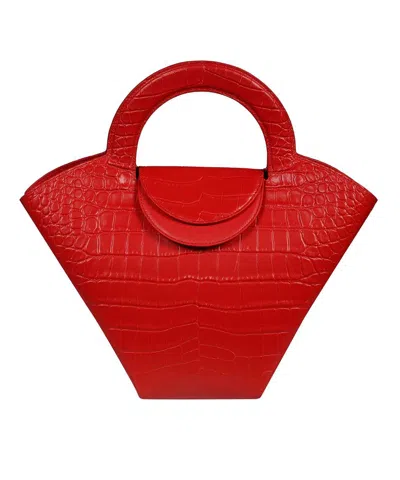 Bottega Veneta Croc-print Leather Handbag For Women In Red