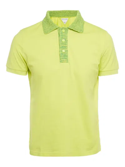 Pre-owned Bottega Veneta Crochet-collar Polo Shirt In Yellow
