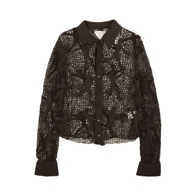Pre-owned Bottega Veneta Crochet Dancers Top 'brown' | Women's Size M