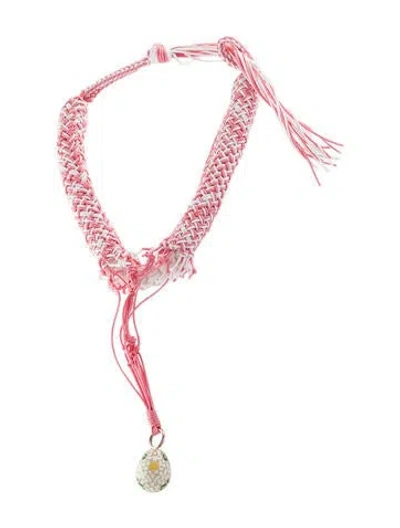 Pre-owned Bottega Veneta Crochet Mosaic Egg Collar Necklace In Multi