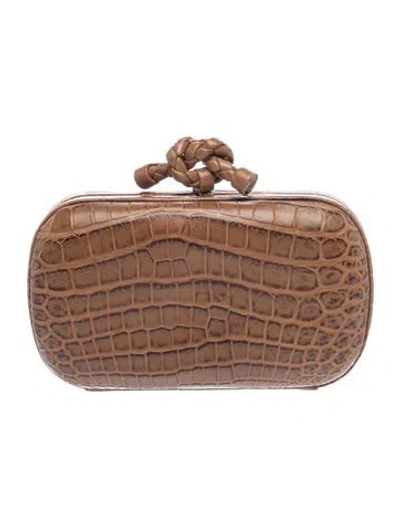Pre-owned Bottega Veneta Crocodile Clutch In Brown