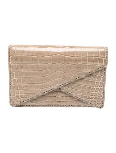 Pre-owned Bottega Veneta Crocodile Clutch Vintage In Neutral