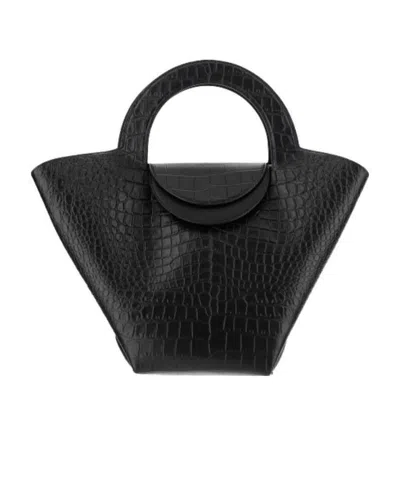 Bottega Veneta Crocodile-embossed Basket Tote Bag In Black