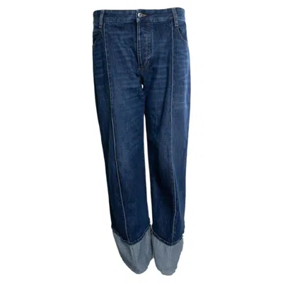 Pre-owned Bottega Veneta , Cropped And Folded Jeans In Blue
