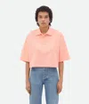 Bottega Veneta Cropped Cotton Piquet Polo In Pink