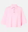 Bottega Veneta Cropped Cotton Polo Shirt In Pink