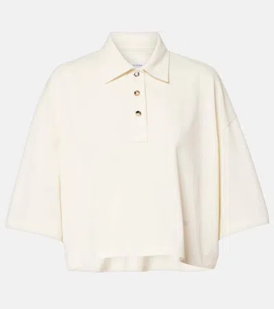 Bottega Veneta Cropped Cotton Polo Shirt In White