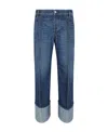 Bottega Veneta Blue Crop Jeans With Turn-ups In Blue