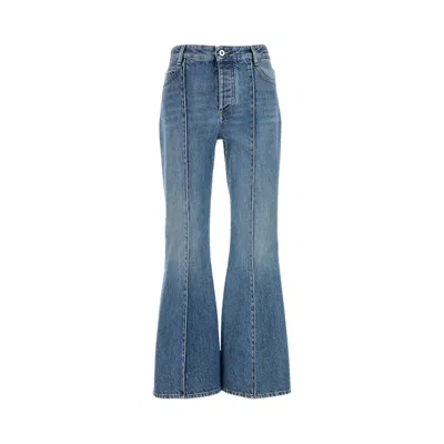 Pre-owned Bottega Veneta Cropped Kick Flare Leg Denim 'mid Blue' | Women's Size 44
