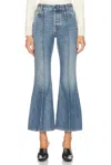 Bottega Veneta Flared Leg Denim Jeans With Contrast Stitching In Mid Blue