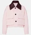 Bottega Veneta Cropped Leather-trimmed Cotton Twill Jacket In Pink